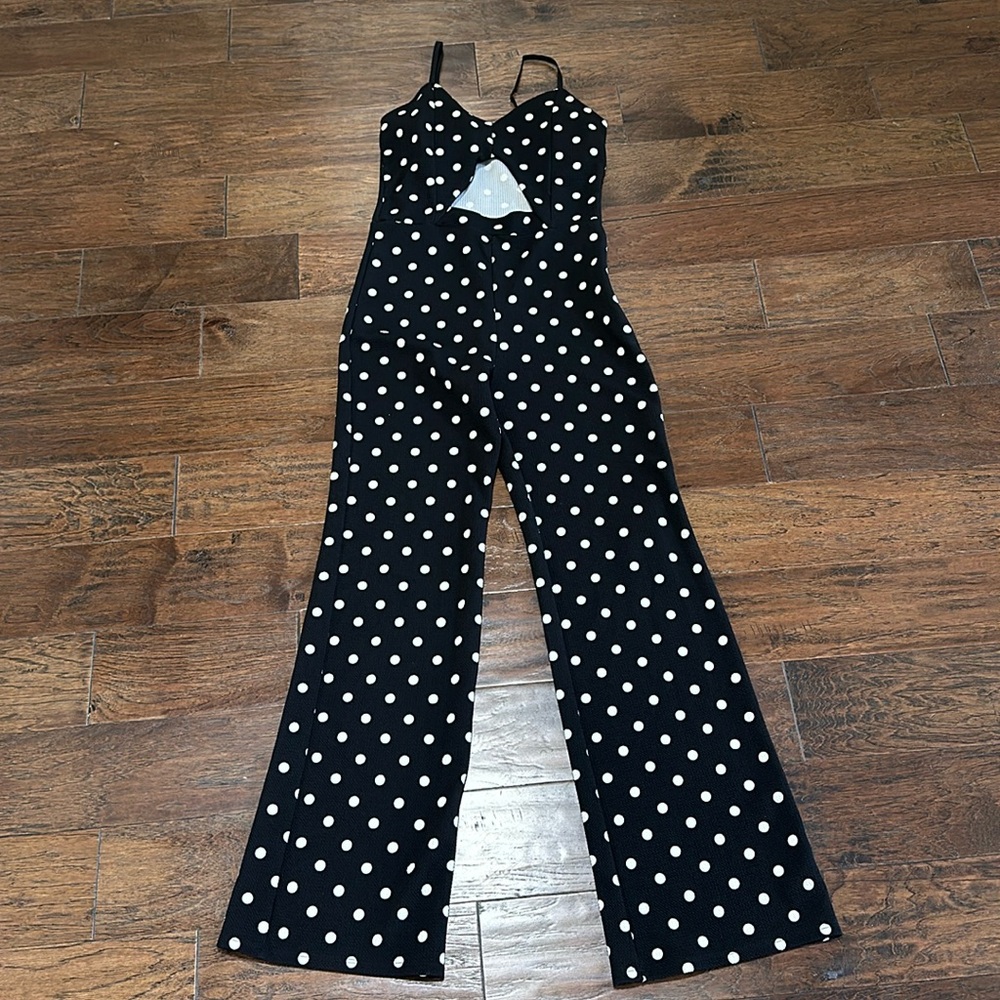 Black and White Polkadot Fashion Nova Jumpsuit